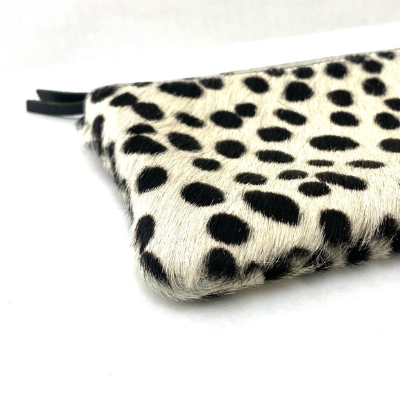 PrimeCut Women's Black Polka Dot Cowhide Mini Clutch Pouch Wallet - Picture 5 of 10